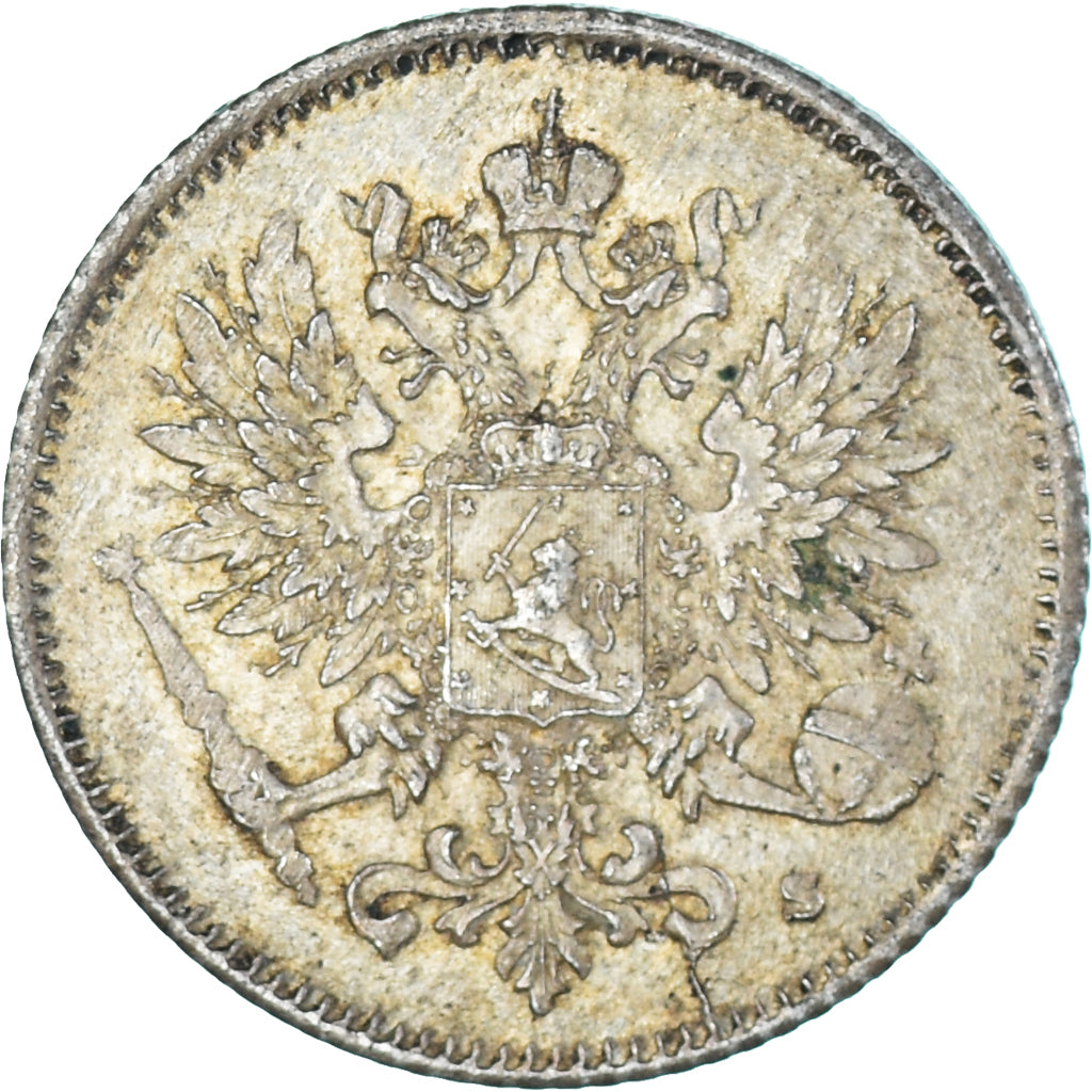 Moneda, Finlandia, Nicholas II, 25 Penniä, 1916, Helsinki, EBC, Plata, KM:6.2