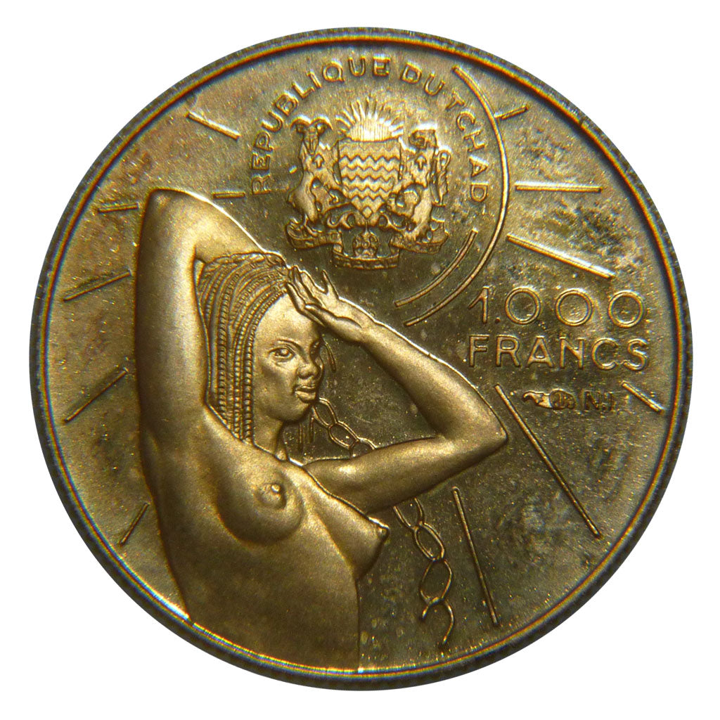 Chad, 1000 Francs, 1970, KM #8, MS(65-70), Gold, 3.50