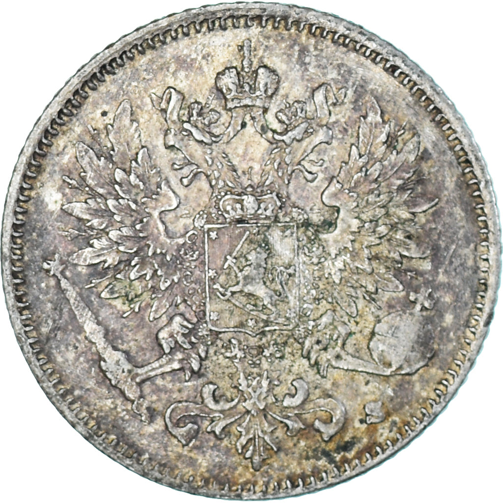 Moneda, Finlandia, Nicholas II, 25 Penniä, 1916, Helsinki, EBC, Plata, KM:6.2