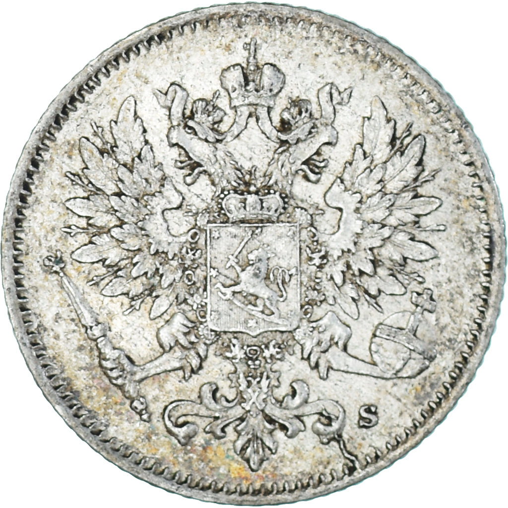 Moneda, Finlandia, Nicholas II, 25 Penniä, 1916, Helsinki, EBC, Plata, KM:6.2