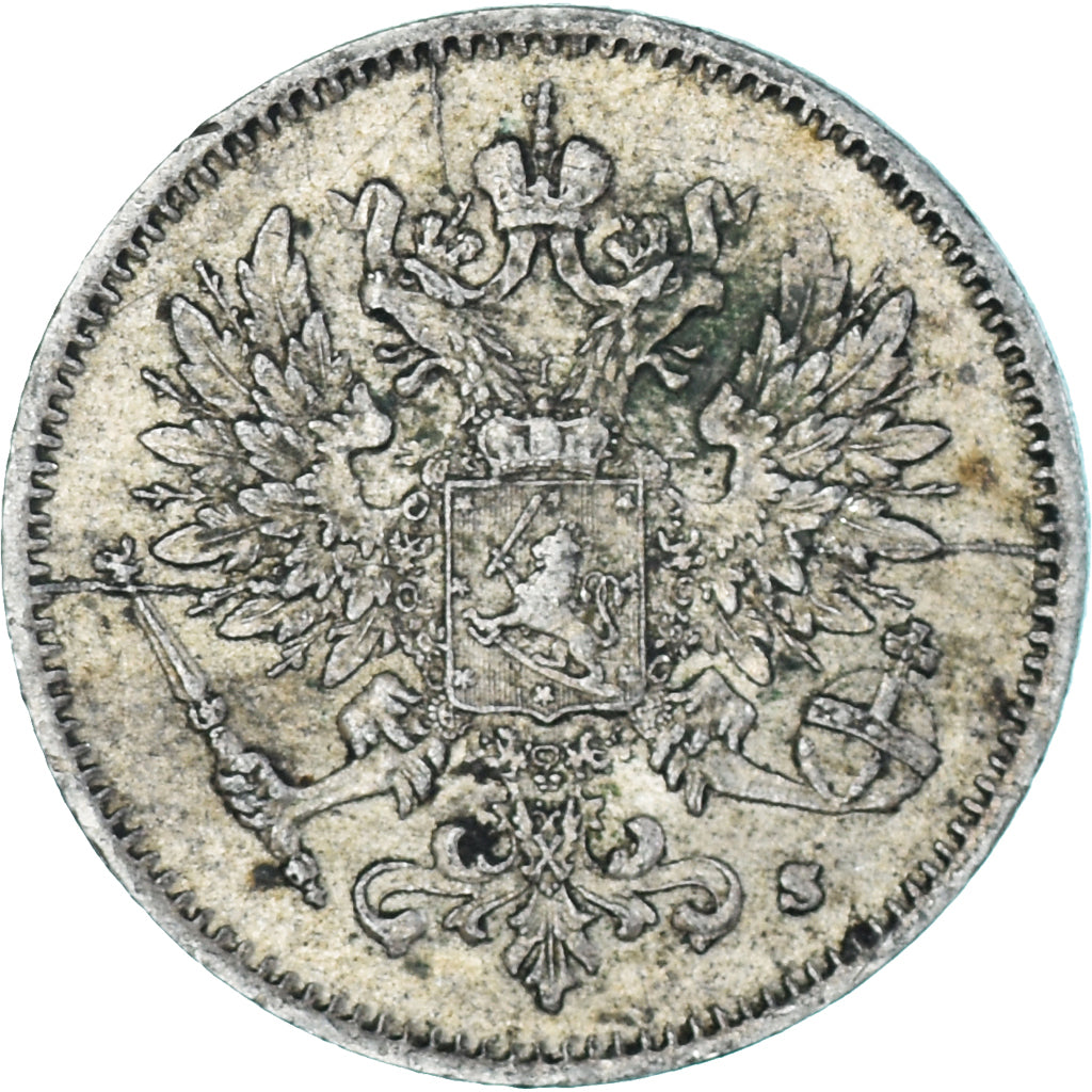 Moneda, Finlandia, Nicholas II, 25 Penniä, 1916, Helsinki, EBC, Plata, KM:6.2