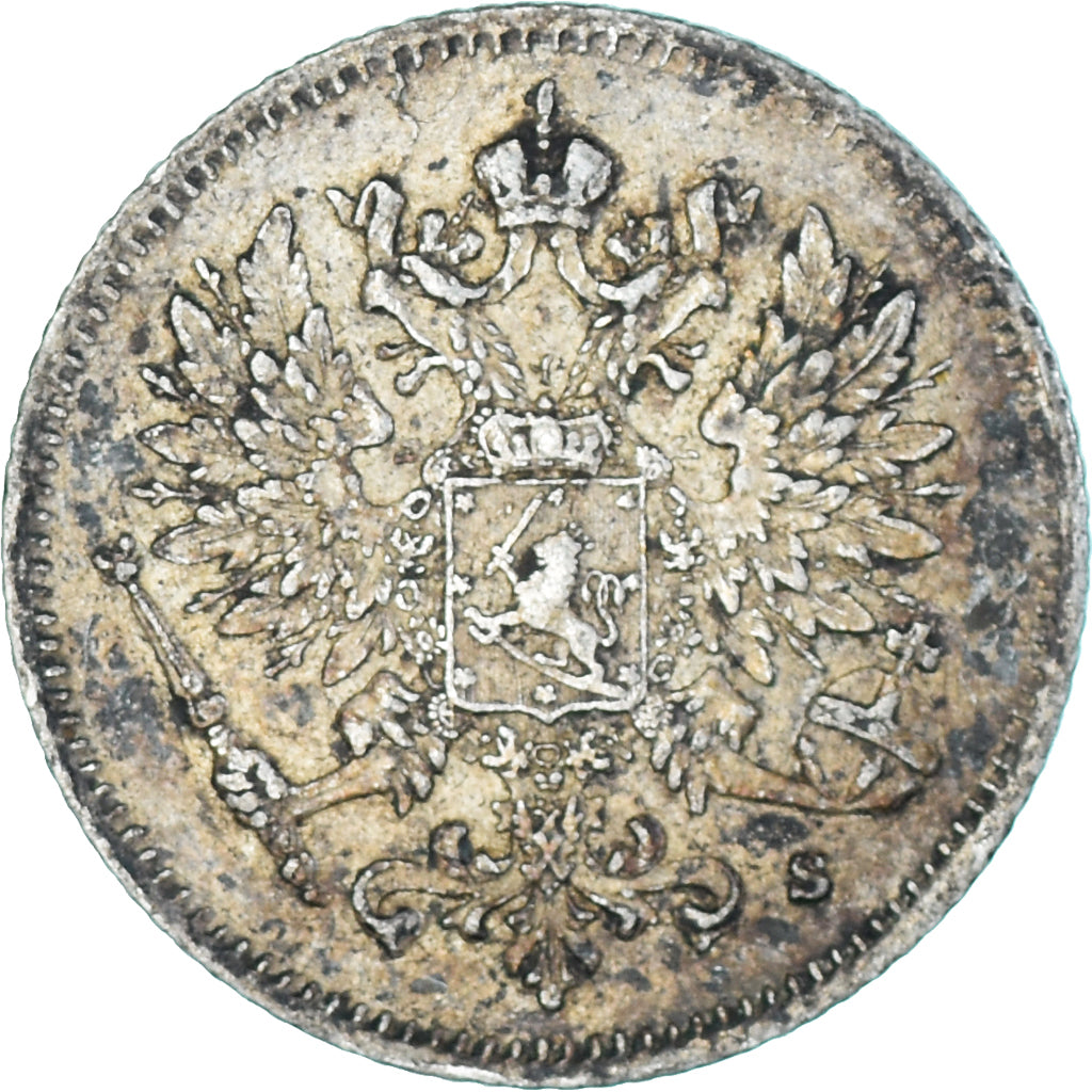 Moneda, Finlandia, Nicholas II, 25 Penniä, 1916, Helsinki, EBC, Plata, KM:6.2