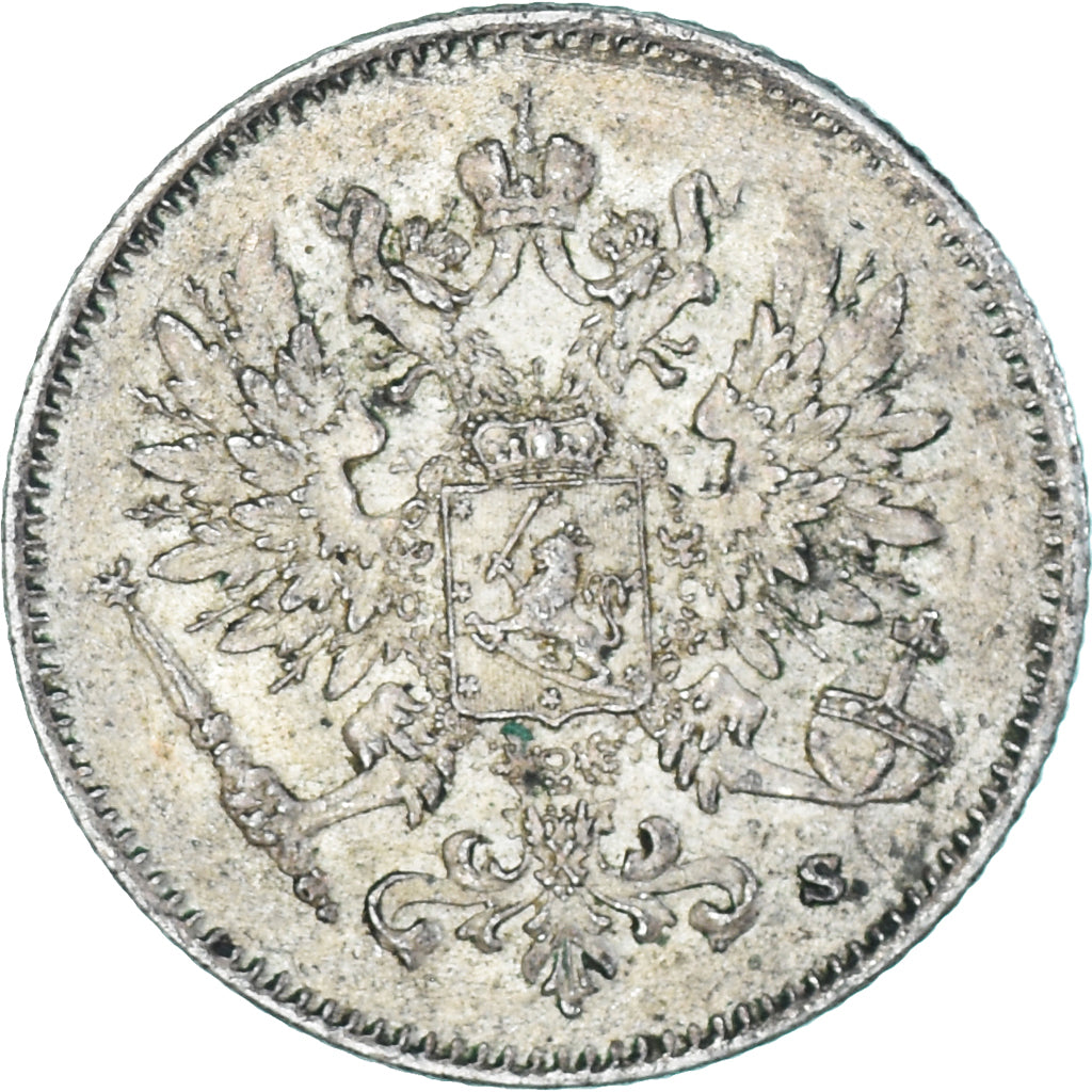 Moneda, Finlandia, Nicholas II, 25 Penniä, 1916, Helsinki, EBC, Plata, KM:6.2