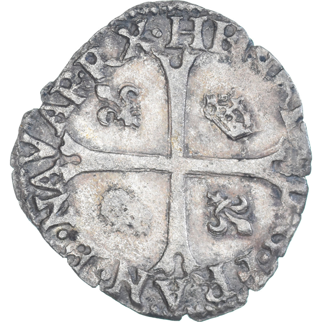 Moneta, Francia, Henri IV, Douzain de Navarre, 1591, Saint-Palais, MB+