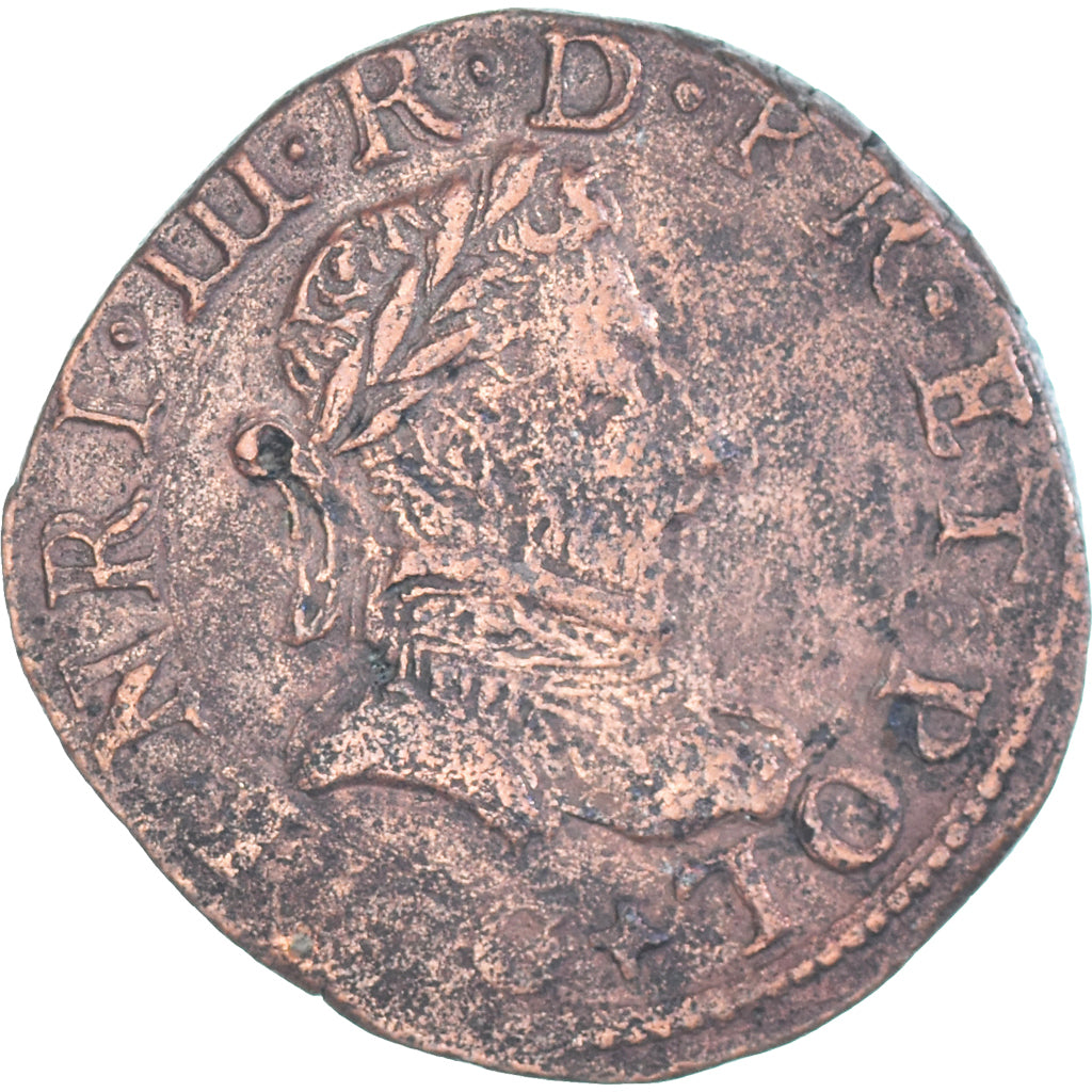 Moneta, Francia, Henri III, Double Tournois, 1586, Poitiers, BB, Rame