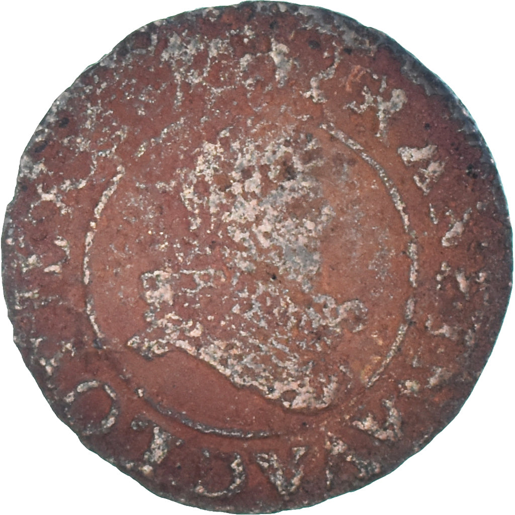 Munten, Frankrijk, Louis XIII, Double Tournois, 1633, Lyon, ZG+, Koper