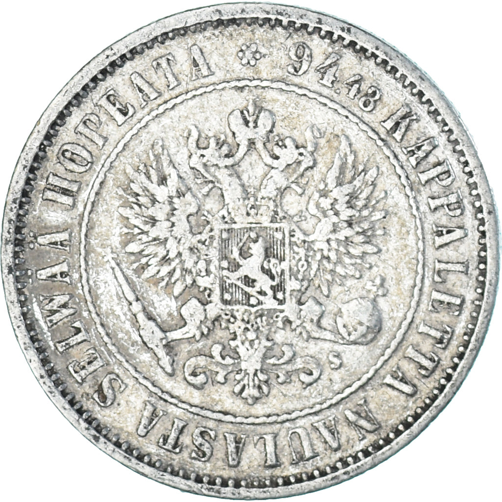Moeda, Finlândia, Alexander II, Markka, 1874, Helsinki, EF(40-45), Prata