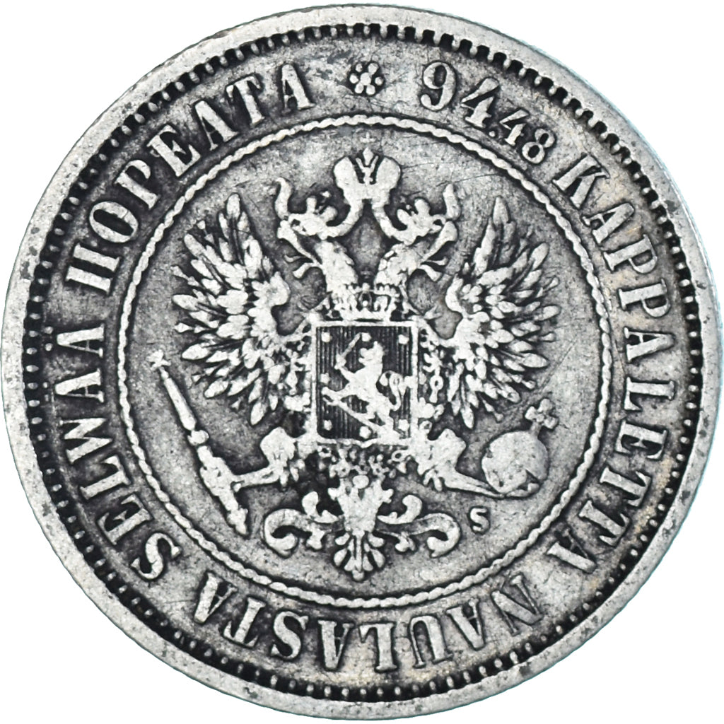 Moeda, Finlândia, Alexander II, Markka, 1874, Helsinki, EF(40-45), Prata