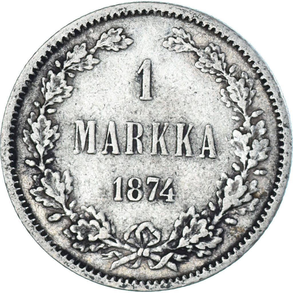 Moeda, Finlândia, Alexander II, Markka, 1874, Helsinki, EF(40-45), Prata
