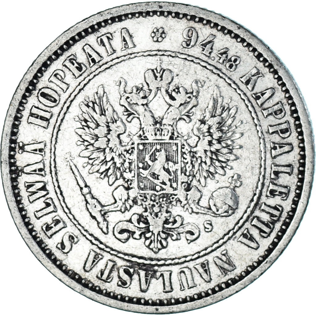 Munten, Finland, Alexander II, Markka, 1874, Helsinki, ZF+, Zilver, KM:3.2