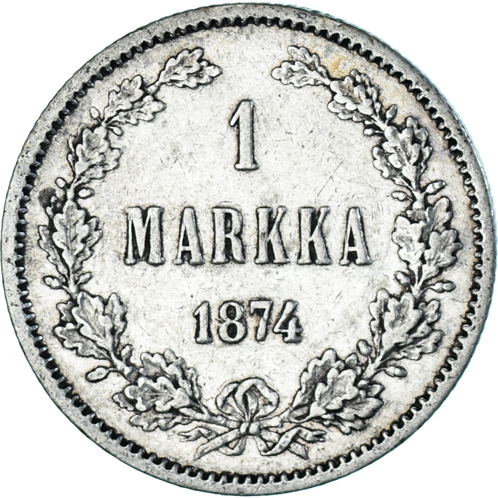 Munten, Finland, Alexander II, Markka, 1874, Helsinki, ZF+, Zilver, KM:3.2