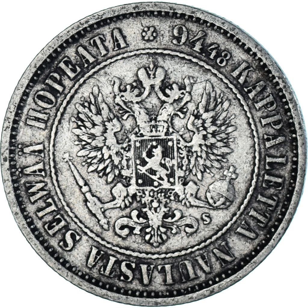 Munten, Finland, Alexander II, Markka, 1874, Helsinki, ZF+, Zilver, KM:3.2