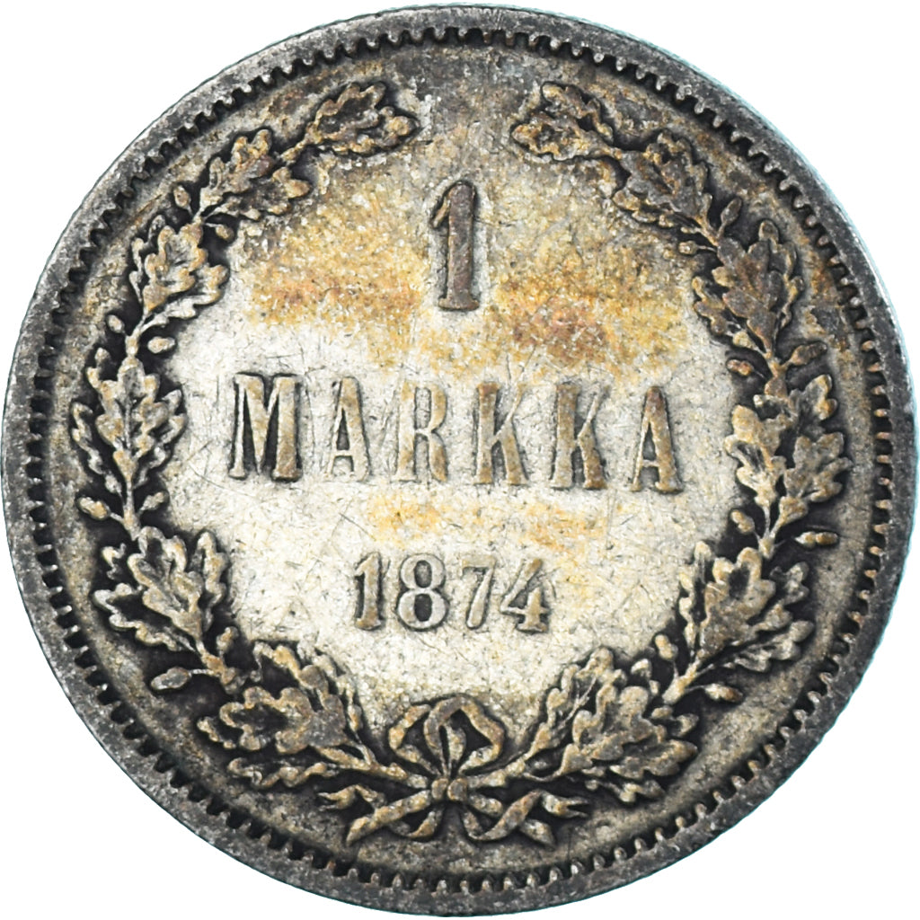 Moneda, Finlandia, Alexander II, Markka, 1874, Helsinki, EBC, Plata, KM:3.2