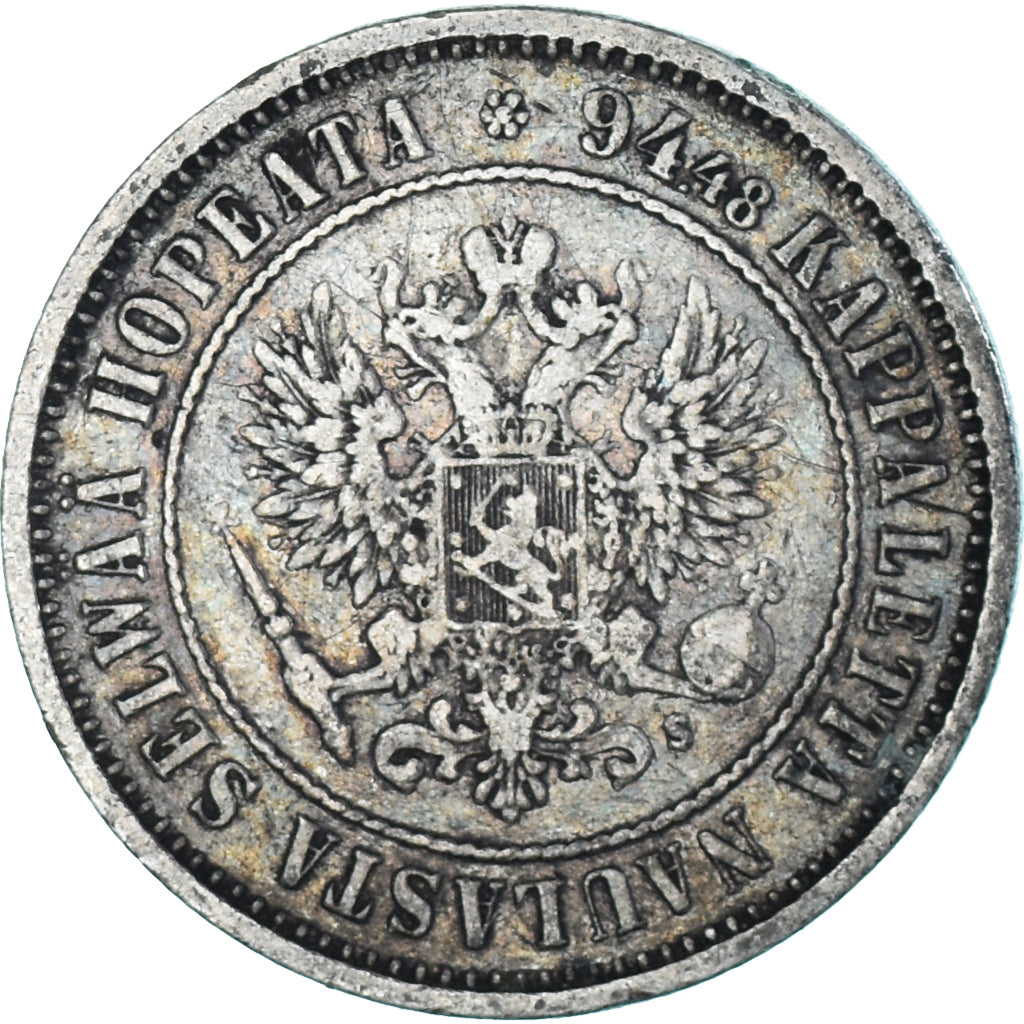Moneda, Finlandia, Alexander II, Markka, 1874, Helsinki, EBC, Plata, KM:3.2