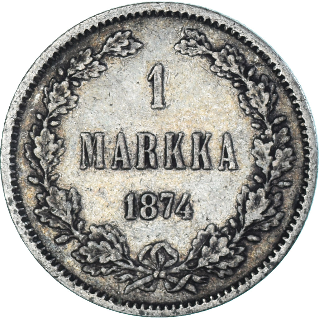 Moneda, Finlandia, Alexander II, Markka, 1874, Helsinki, EBC, Plata, KM:3.2