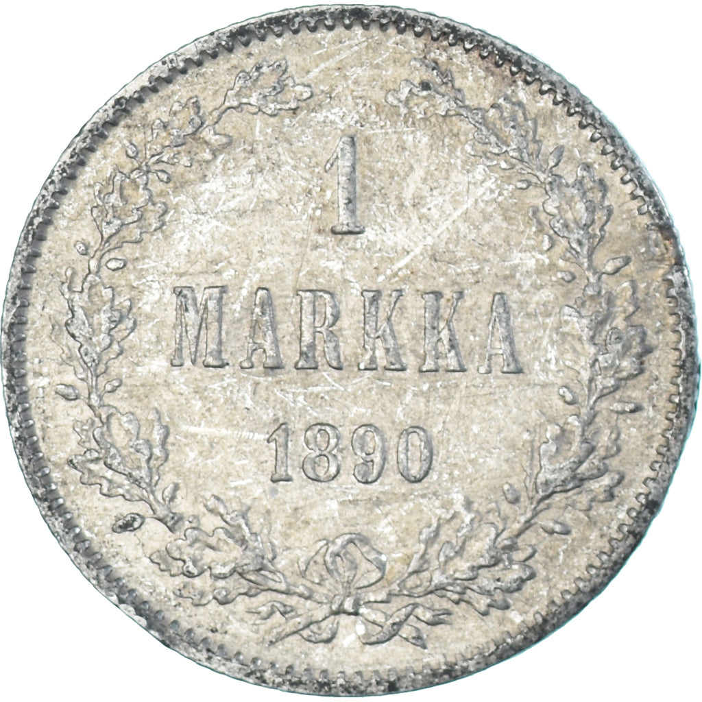 Moeda, Finlândia, Alexander III, Markka, 1890, Helsinki, AU(50-53), Prata
