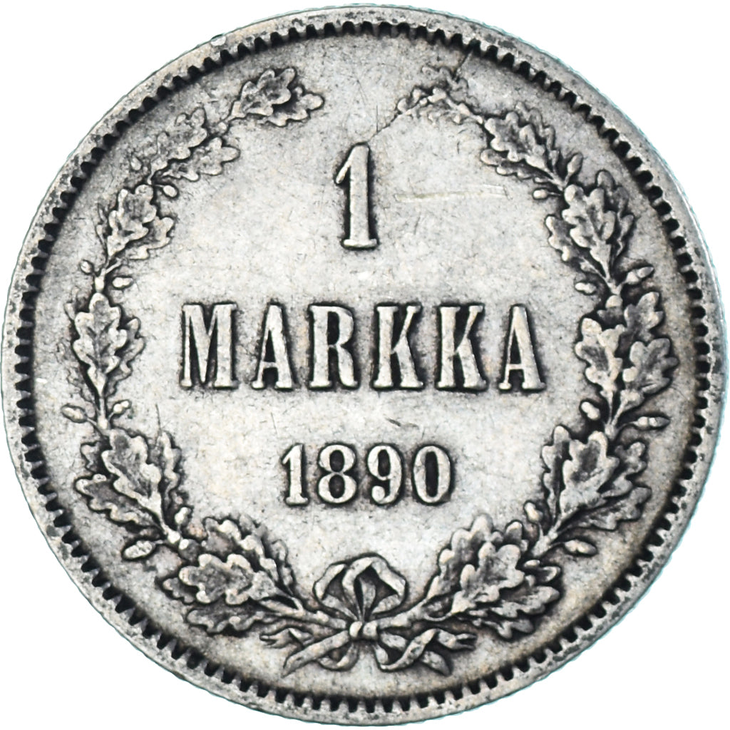 Moeda, Finlândia, Alexander III, Markka, 1890, Helsinki, AU(50-53), Prata