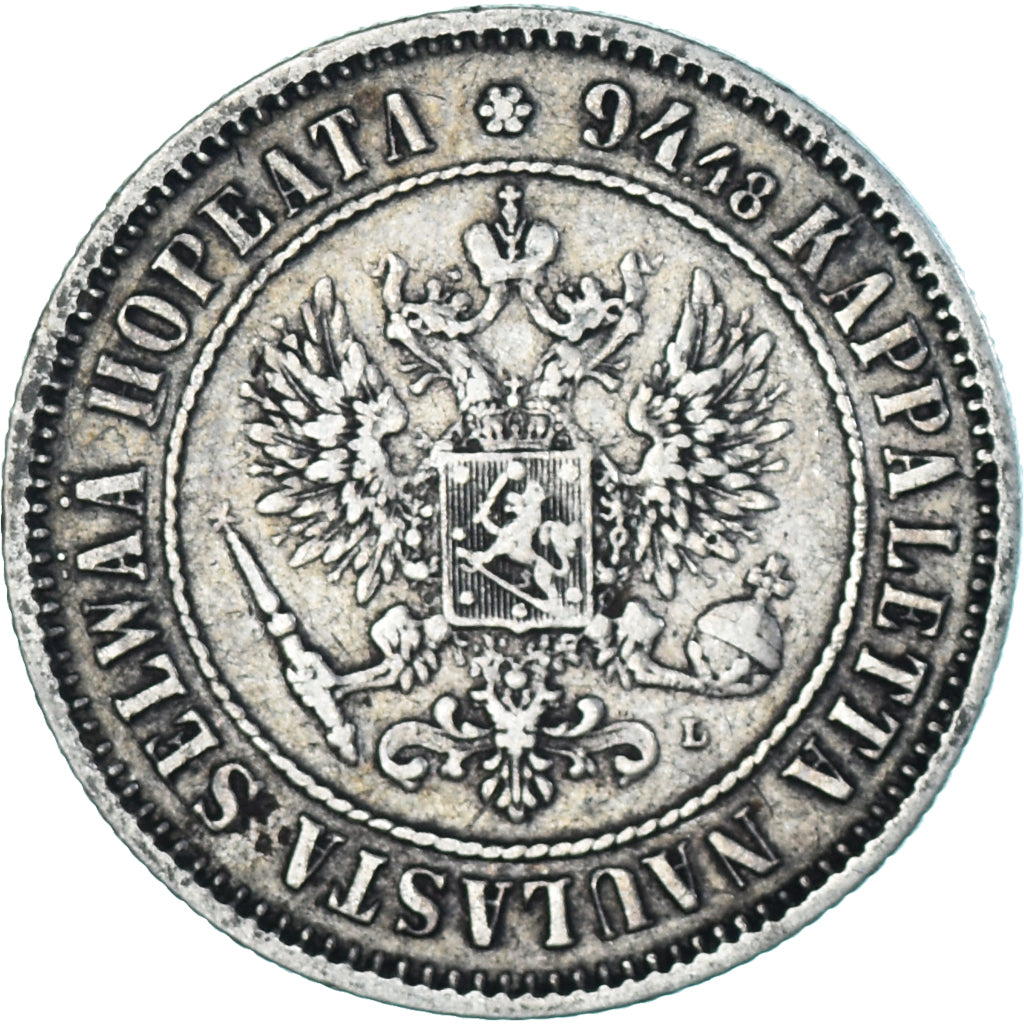 Moeda, Finlândia, Alexander III, Markka, 1890, Helsinki, AU(50-53), Prata