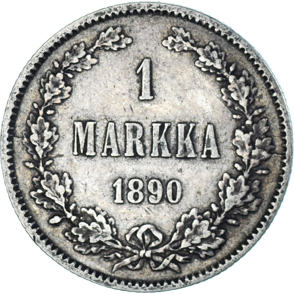 Moeda, Finlândia, Alexander III, Markka, 1890, Helsinki, AU(50-53), Prata