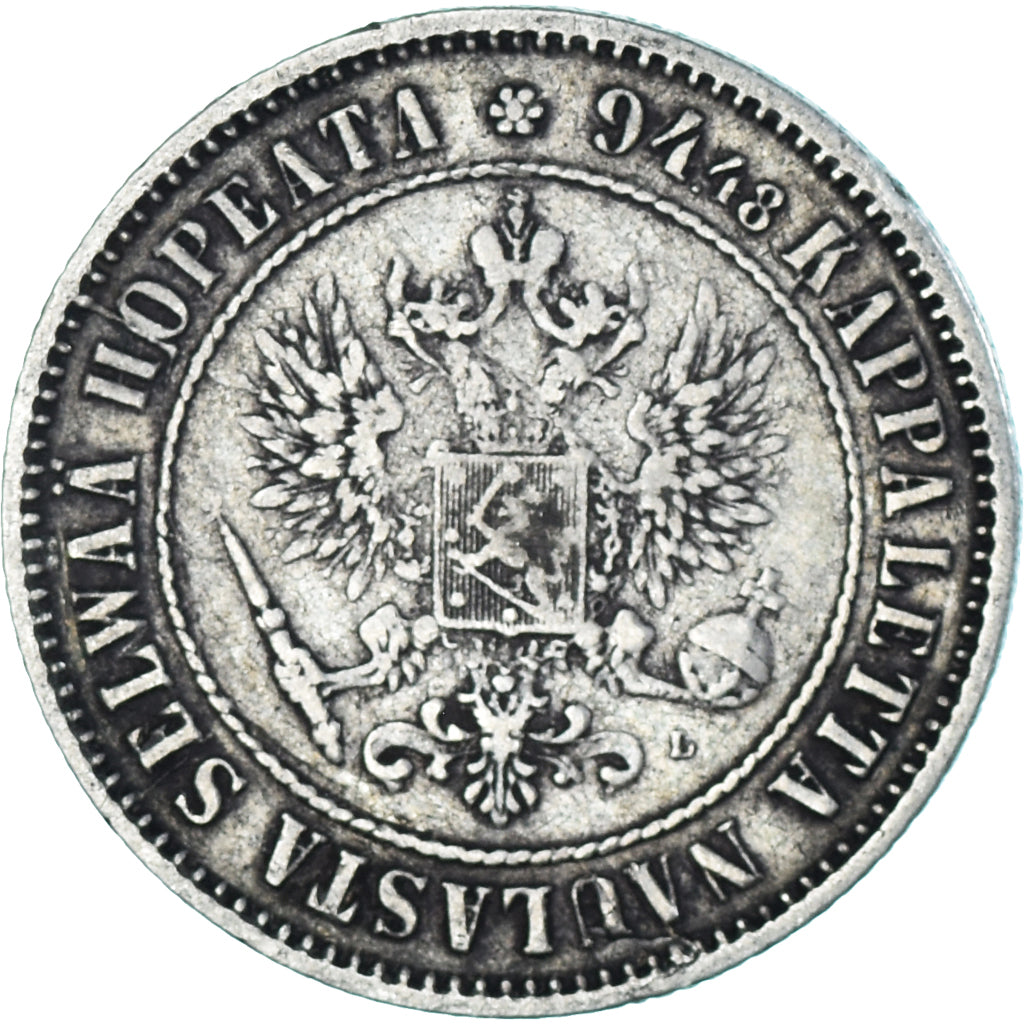 Moneta, Finlandia, Alexander III, Markka, 1890, Helsinki, BB+, Argento, KM:3.2