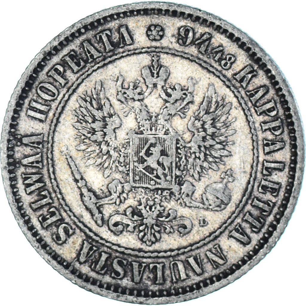 Moeda, Finlândia, Alexander III, Markka, 1890, Helsinki, AU(50-53), Prata