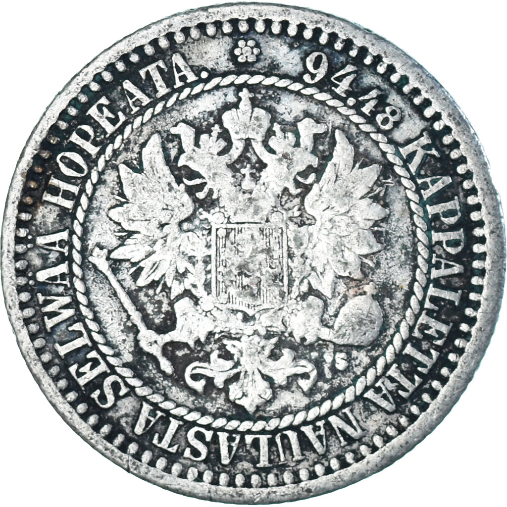 Munten, Finland, Alexander II, Markka, 1866, Helsinki, FR+, Zilver, KM:3.1