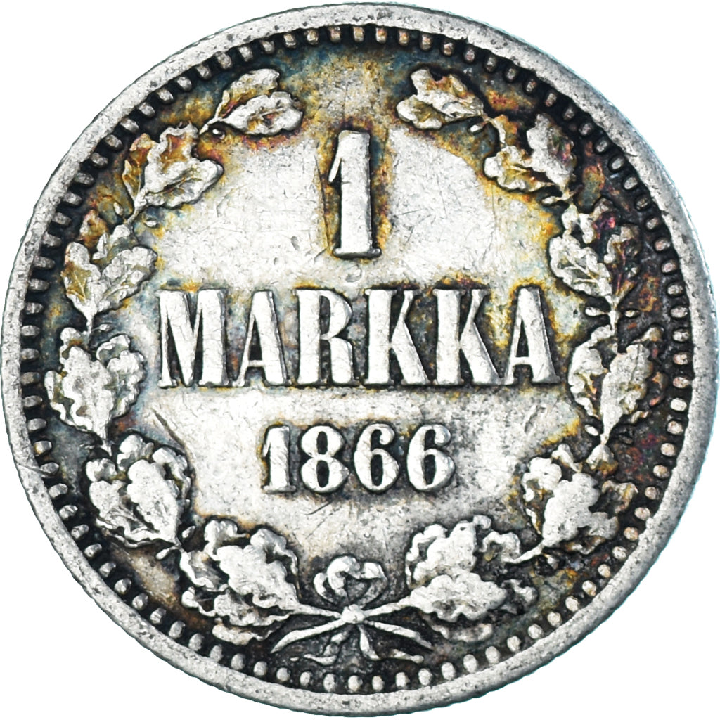 Munten, Finland, Alexander II, Markka, 1866, Helsinki, FR+, Zilver, KM:3.1