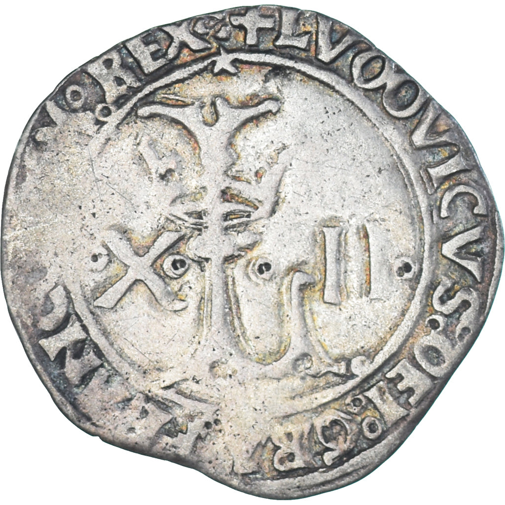 Monnaie, France, Louis XII, Dizain Ludovicus, 1498-1514, Lyon, TB+, Billon