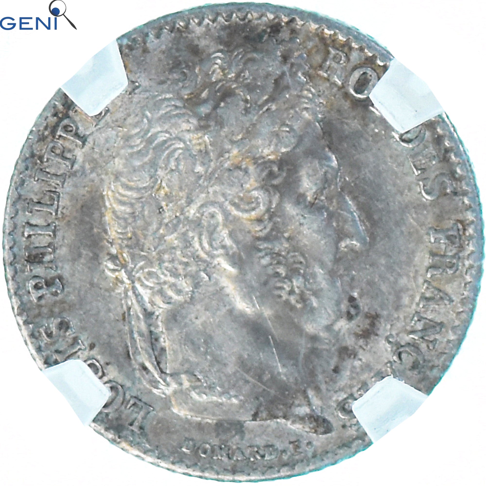Moeda, França, Louis-Philippe I, 1/4 Franc, 1837, Paris, GENI, UNC-Envt Damage