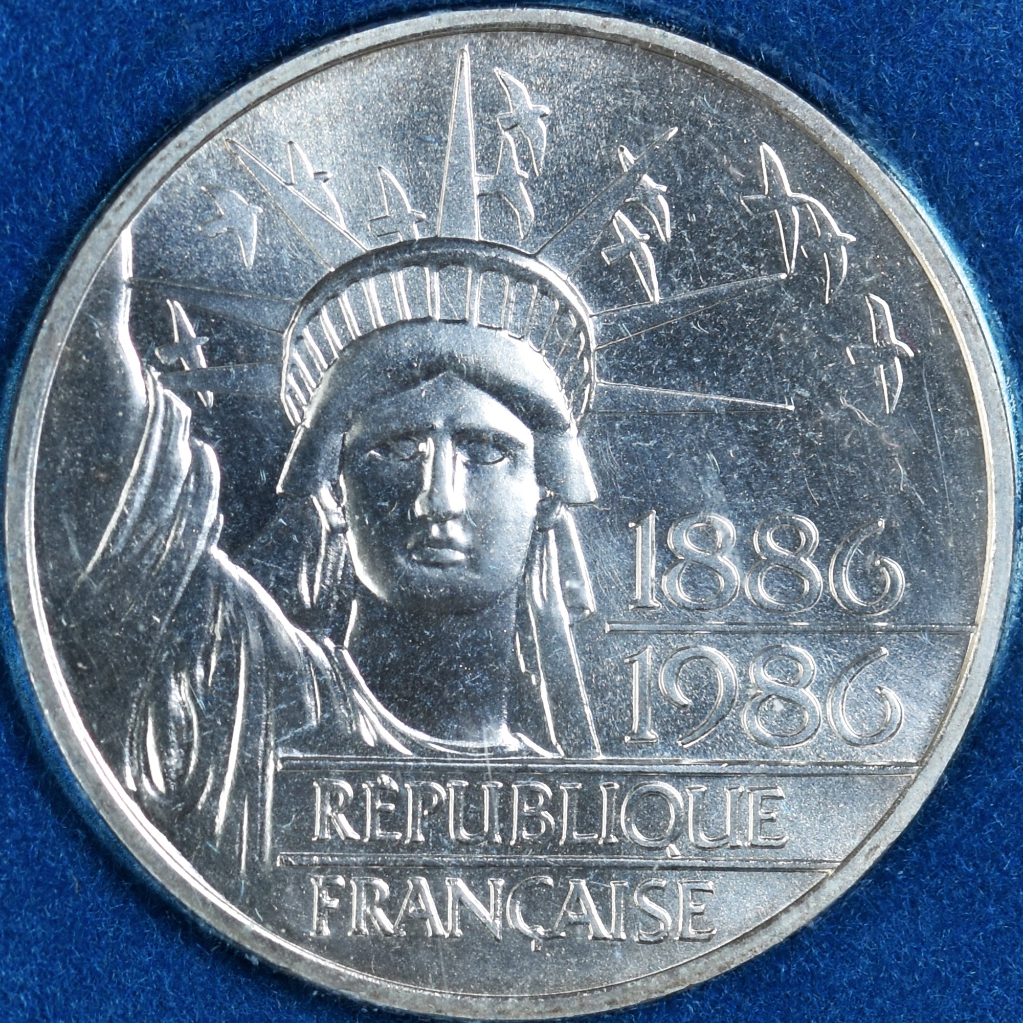 Moneda, Francia, Liberté, 100 Francs, 1986, Monnaie de Paris, BU, FDC, Plata