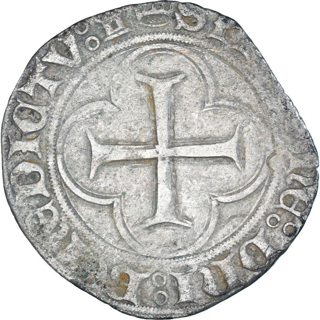 Moneta, Francia, Louis XI, Blanc au Soleil, 1461-1483, Tours, MB+, Biglione