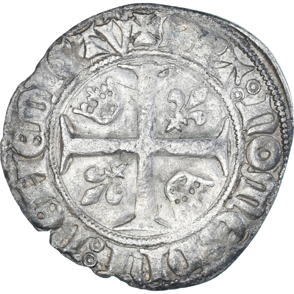 Munten, Frankrijk, Charles VI, Blanc Guénar, 1380-1422, FR+, Billon