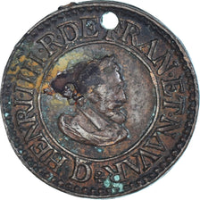 Münze, Frankreich, Henri IV, Denier Tournois, 1607, Lyon, SS+, Kupfer