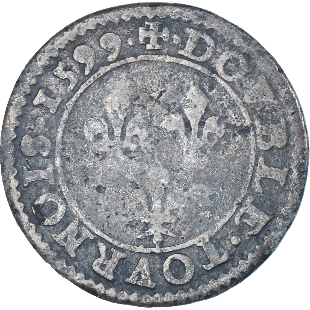 Moneta, Francia, Henri IV, Double Tournois, 1599, Paris, MB, Rame, CGKL:222