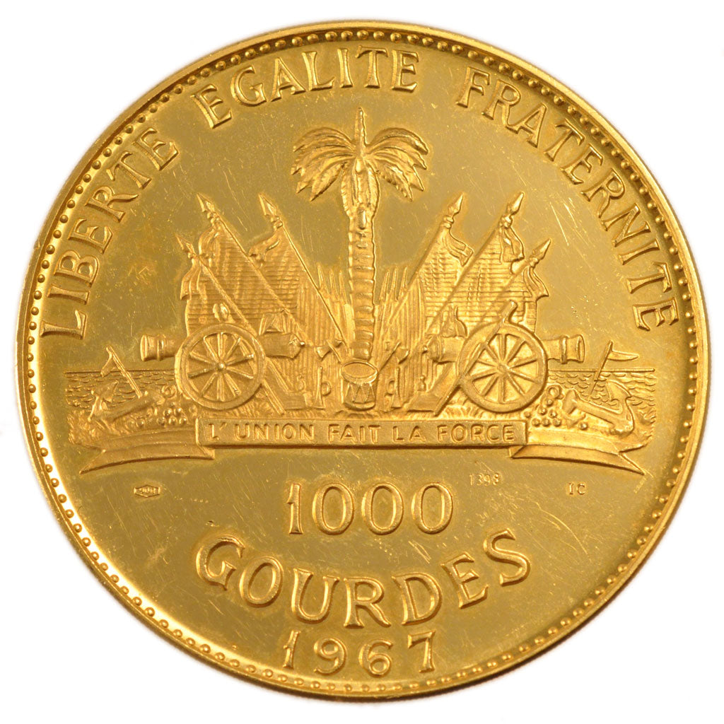 HAITI, 1000 Gourdes, 1967, KM #71, MS(60-62), Gold, 197.20