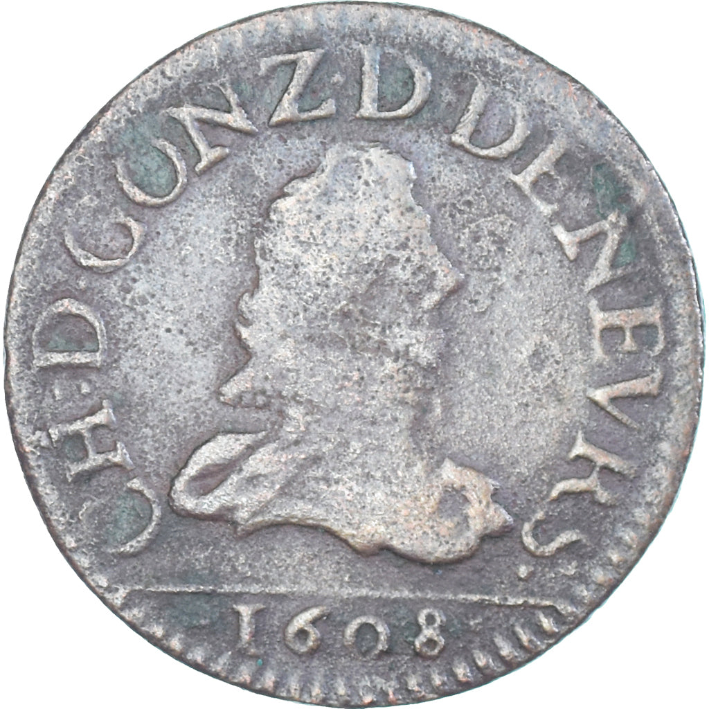 Moneta, Francia, Charles Ier de Gonzague, Double Tournois, 1608, Charleville