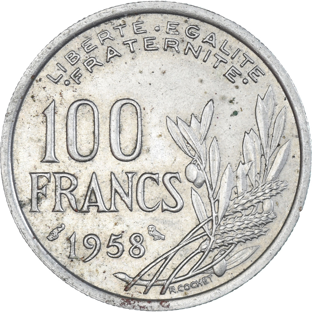 Coin, France, Cochet, 100 Francs, 1958, Paris, Chouette, AU(50-53), Cupronickel