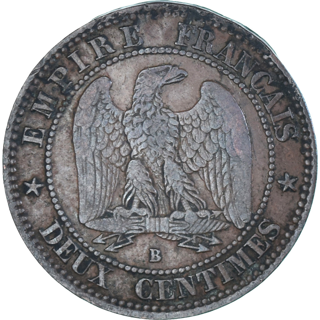 Coin, France, Napoleon III, 2 Centimes, 1856, Rouen, EF(40-45), Bronze