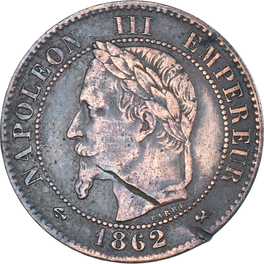 Coin, France, Napoleon III, 2 Centimes, 1862, Bordeaux, EF(40-45), Bronze