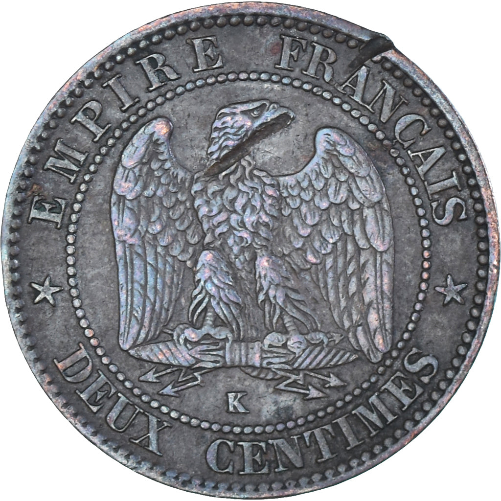 Coin, France, Napoleon III, 2 Centimes, 1862, Bordeaux, EF(40-45), Bronze