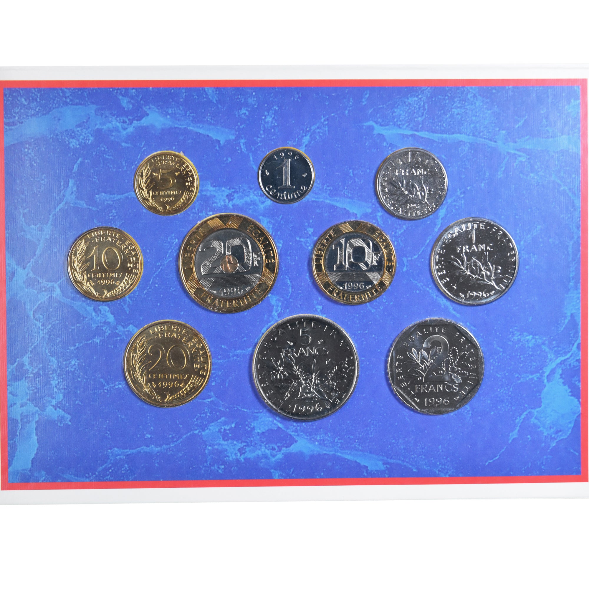 Coin, France, Coffret 1 c. à 20 frs., 1996, Monnaie de Paris, BU, MS(65-70)