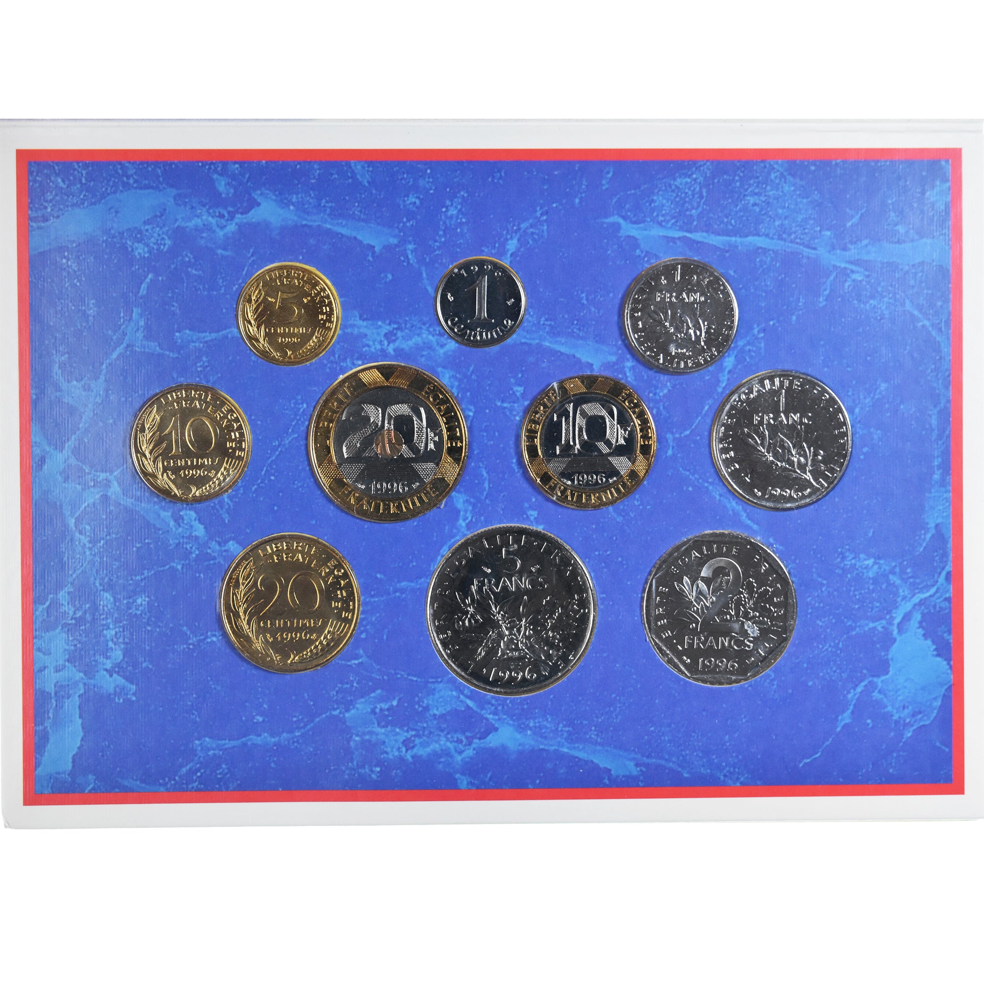 Coin, France, Coffret 1 c. à 20 frs., 1996, Monnaie de Paris, BU, MS(65-70)