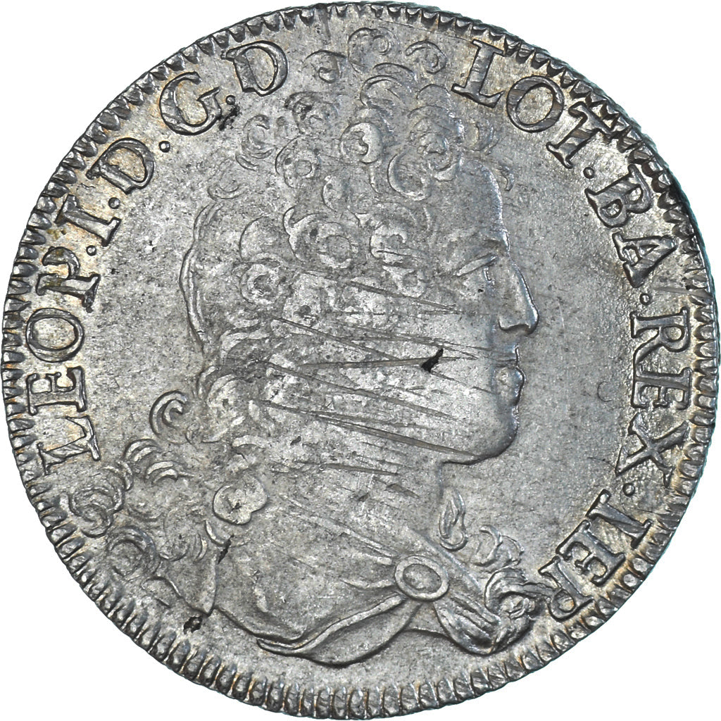 Moneda, Francia, LORRAINE, Leopold I, Teston, 1712, Nancy, MBC+, Plata, KM:95