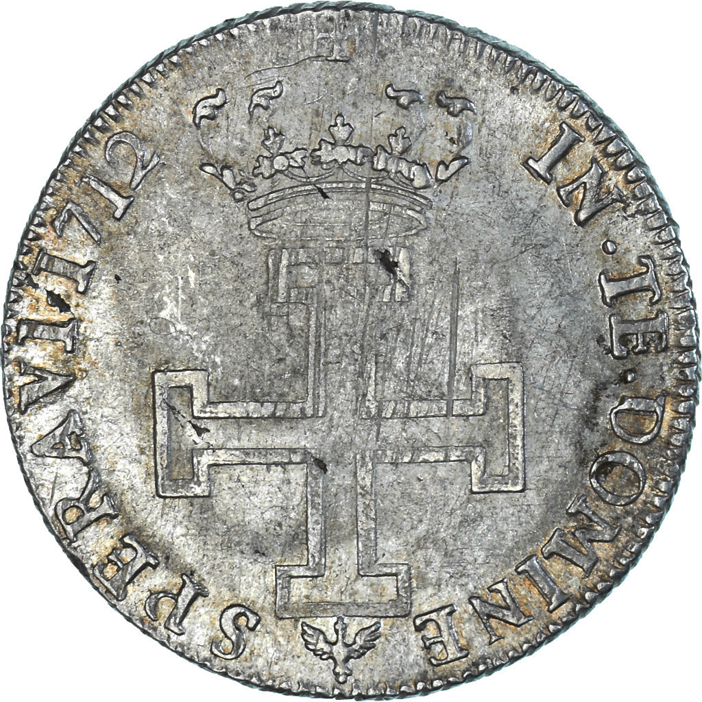 Moneda, Francia, LORRAINE, Leopold I, Teston, 1712, Nancy, MBC+, Plata, KM:95
