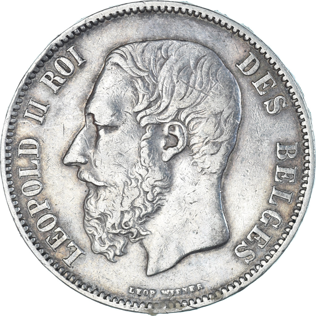 Moneta, Belgia, Leopold II, 5 Francs, 1869, EF(40-45), Srebro, KM:24