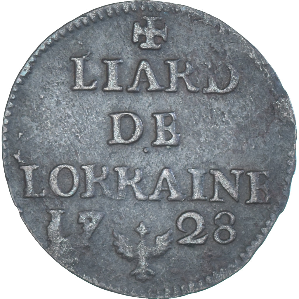 Moneda, Francia, Leopold I, Liard de Lorraine, 1728, Nancy, MBC, Cobre, KM:81