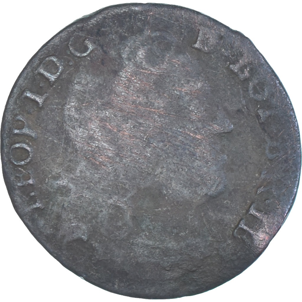 Moneta, Francia, Leopold I, Liard de Lorraine, 1728, Nancy, MB, Rame, KM:81