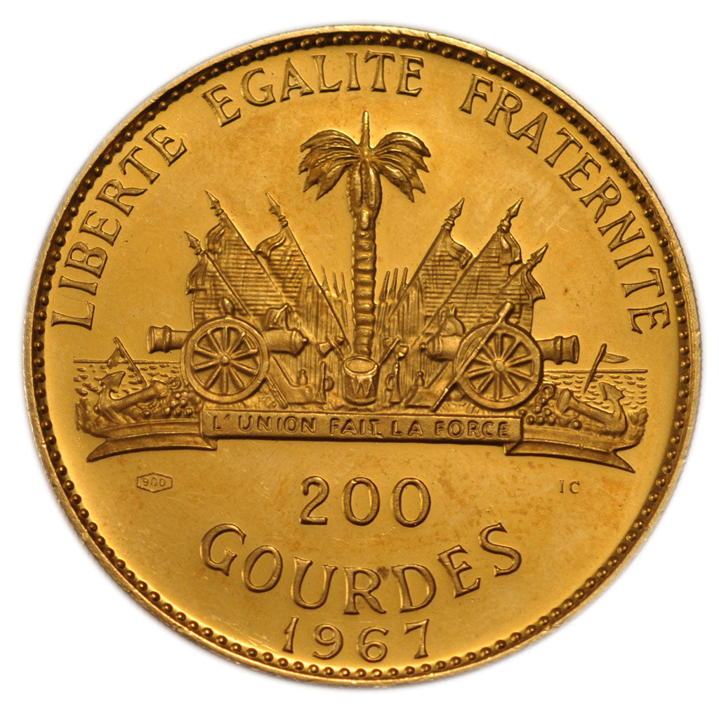 Haiti, 200 Gourdes, 1967, KM #70, MS(65-70), Gold, 39.40