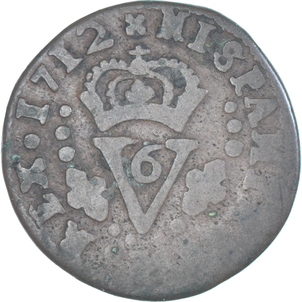 Münze, Spanien, Philip V, Seiseno, 1712, Valencia, SGE+, Kupfer