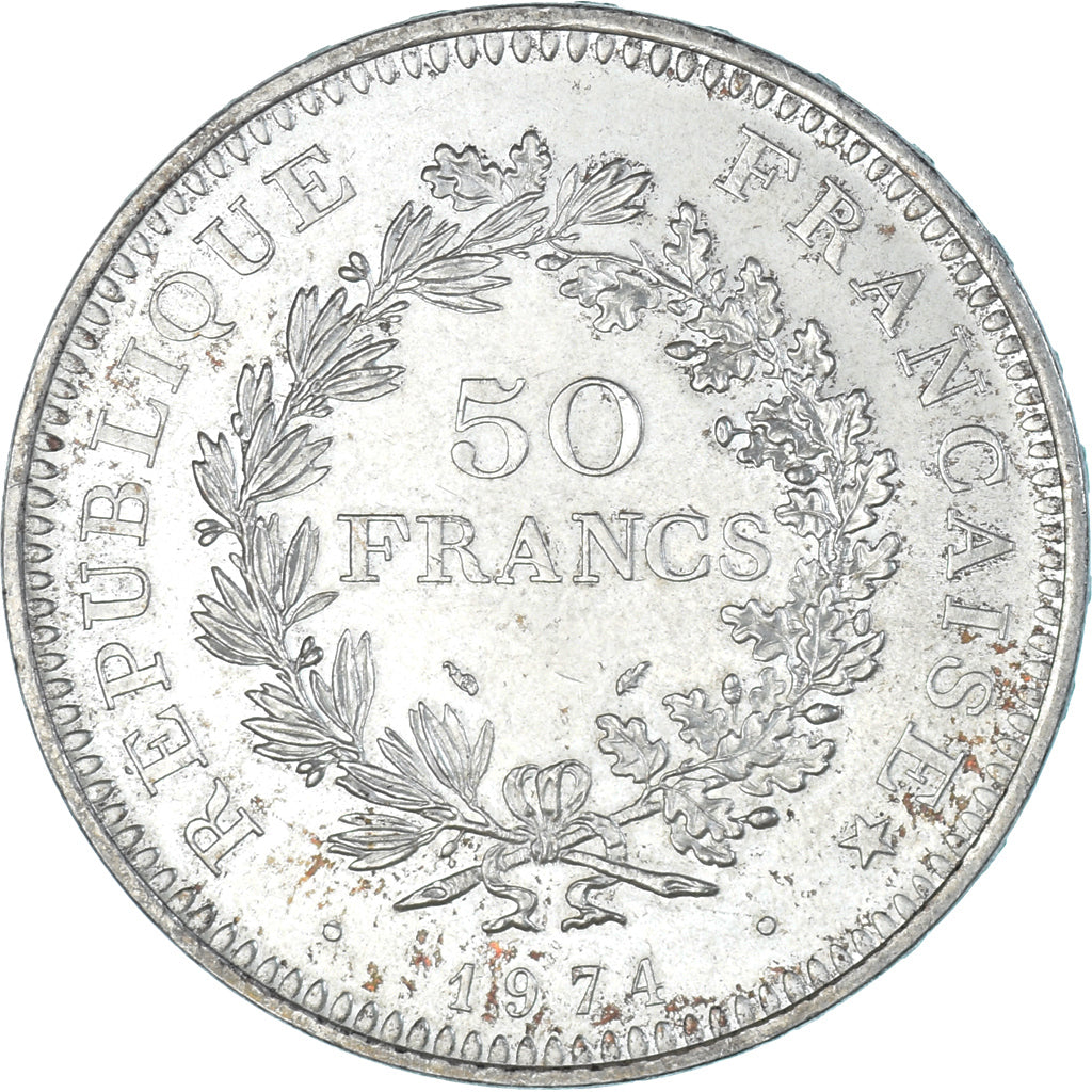 Coin, France, Hercule, 50 Francs, 1974, Paris, AU(55-58), Silver, KM:941.1